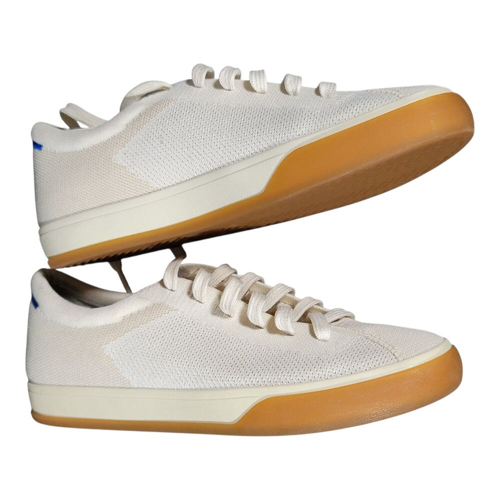 Rothy's White Canvas Lace-Up Sneakers with Tan Gum Sole - Picture 5 of 10
